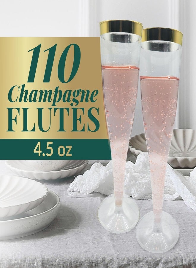 Reli. Champagne Flutes Plastic | 110 Pack | 4.5 oz - Gold Rim Clear | Premium Plastic Champagne Flutes | Party-Perfect for Celebrations - Image 2